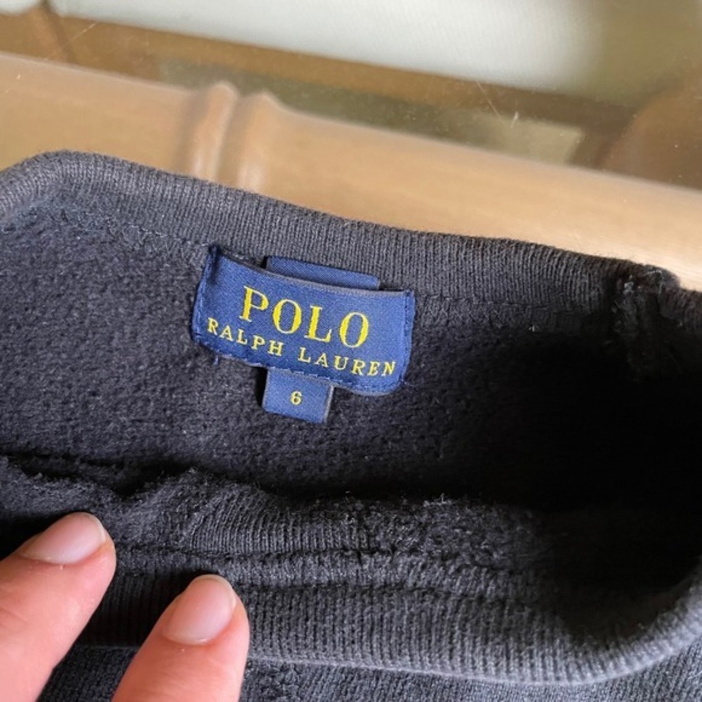 Polo Ralph Lauren Kids Sweatshirt Pullover Crew Neck Red Logo Black‎ Size 6 - Picture 3 of 6